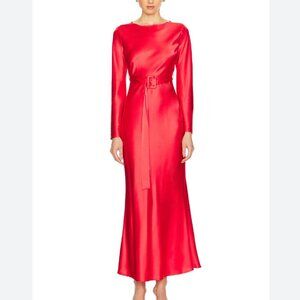 NWT THE MODE x REVOLVE Silk Estelle Dress in Red size small